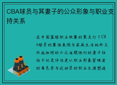 CBA球员与其妻子的公众形象与职业支持关系